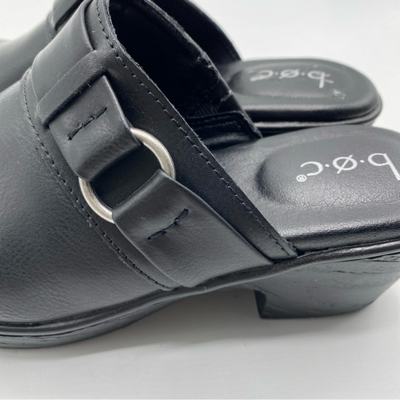 BOC B.O.C. Black Leather Heeled Platform Clogs Mule Shoes  6 Earthy Granola - Picture 7 of 7